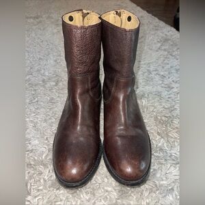 Frye 76502 Melissa Brown Leather Back Zip Short Ankle Boots Womens Size 7B